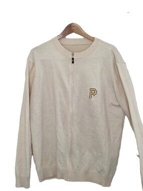 MLB Pittsburgh Pirates PNC Bank Full Zip Cardigan Sweater Cardigan Men XL Cream